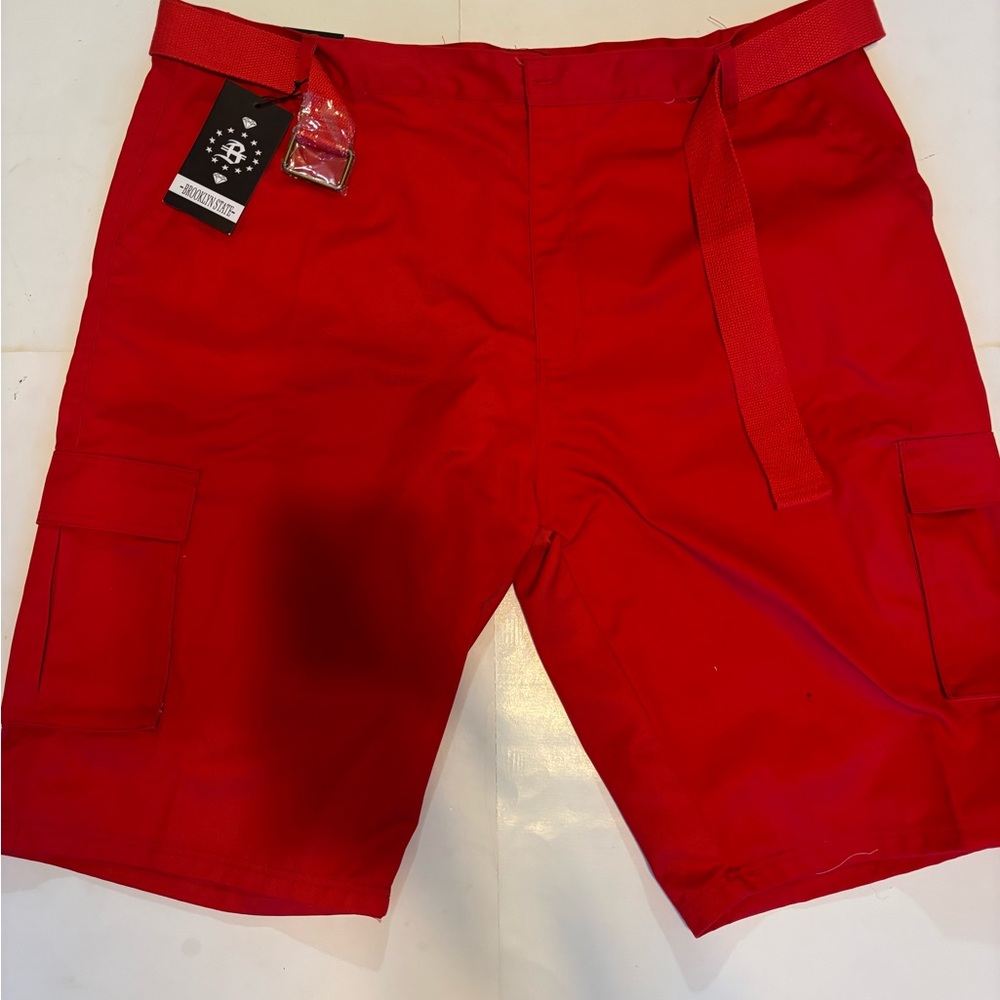 Men’s Brooklyn State Cargo Shorts - Size 50 - Red Color